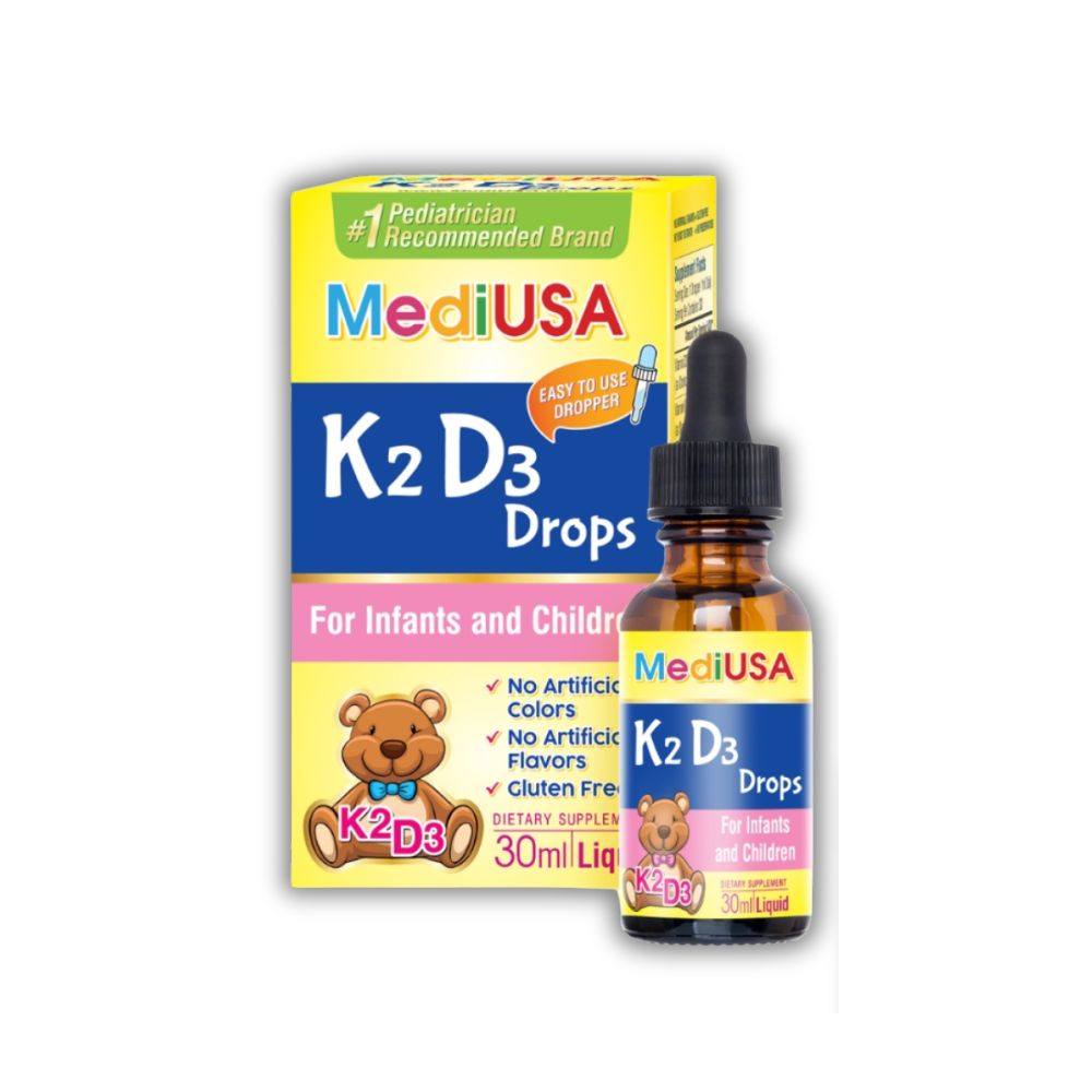 Siro K2 D3 Drops MediUSA Hỗ Trợ Phát Triển Chiều Cao (Chai 30ml)