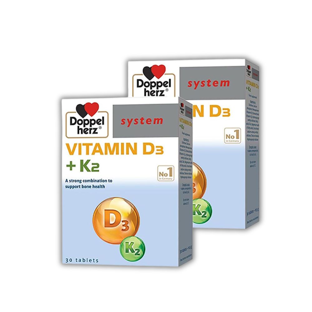 Viên Uống Vitamin D3 + K2 Doppelherz Bổ Sung Xương, Tim Mạch & Miễn Dịch (Hộp 30 Viên)