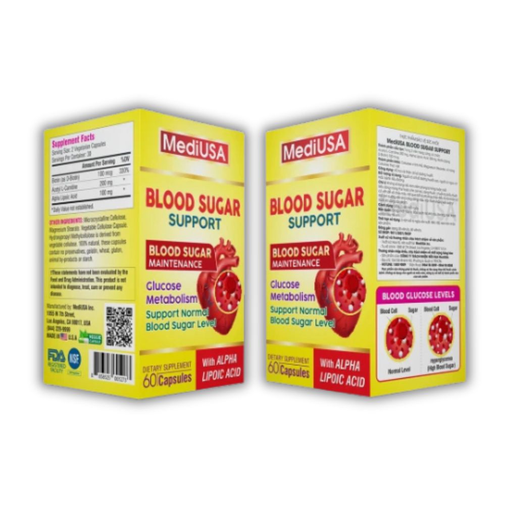 Viên Uống Blood Sugar Support MediUSA Hỗ Trợ Cải Thiện Đường Huyết (Hộp x 60 Viên)