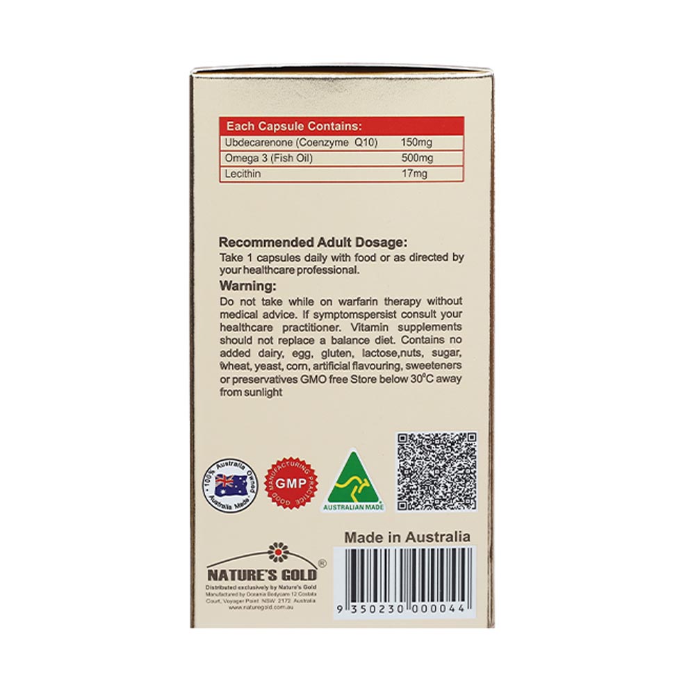 Viên uống Coenzyme Q10 150mg Nature’s Gold Hỗ trợ Tim mạch (Hộp 60 Viên)