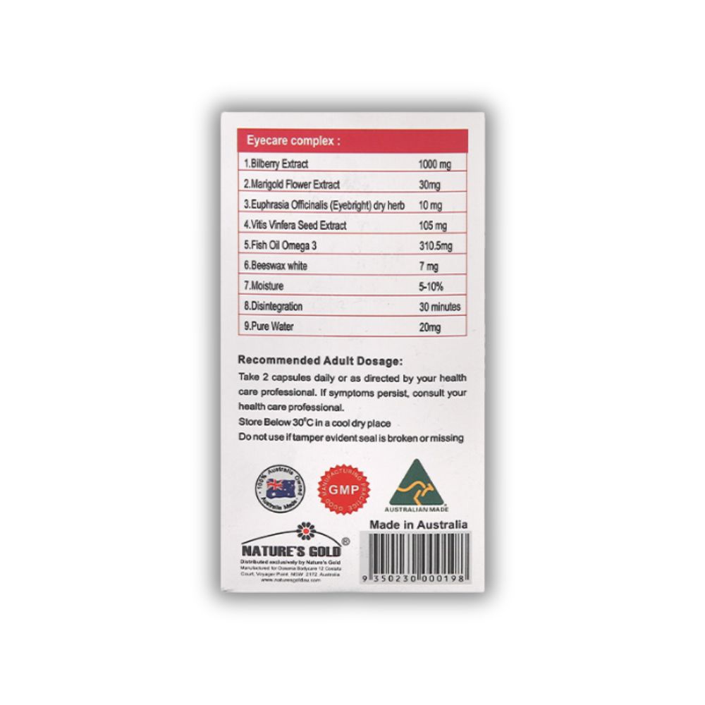 Viên Uống EyeCare Complex Nature’s Gold Hỗ Trợ Bổ Mắt, Giữ Mắt Khỏe Sáng (Hộp 90 Viên)