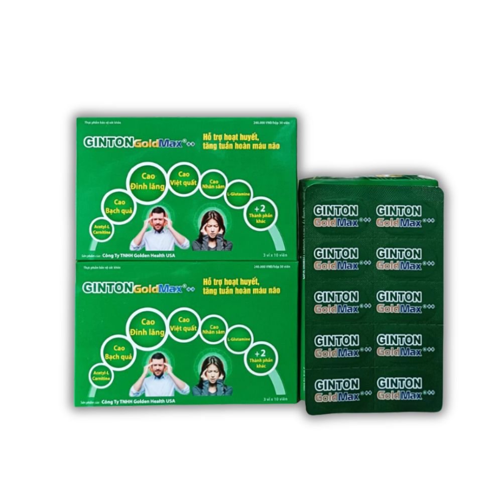 Viên Uống Ginton Gold Max++ Hỗ Trợ Tăng Cường Tuần Hoàn Máu Não (Hộp 30 Viên)