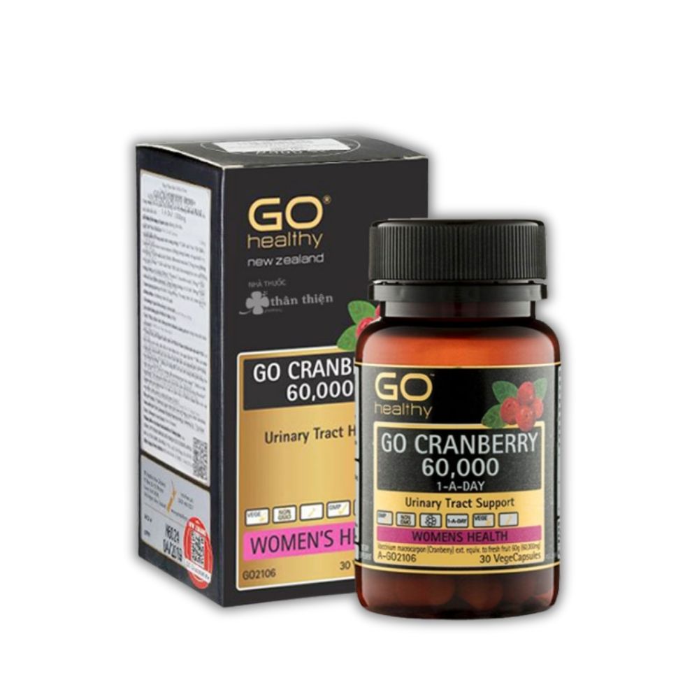 Viên Uống GO Cranberry 60,000+ Go Healthy Hỗ Trợ Giảm Viêm Đường Tiết Niệu (Hộp 30 Viên)