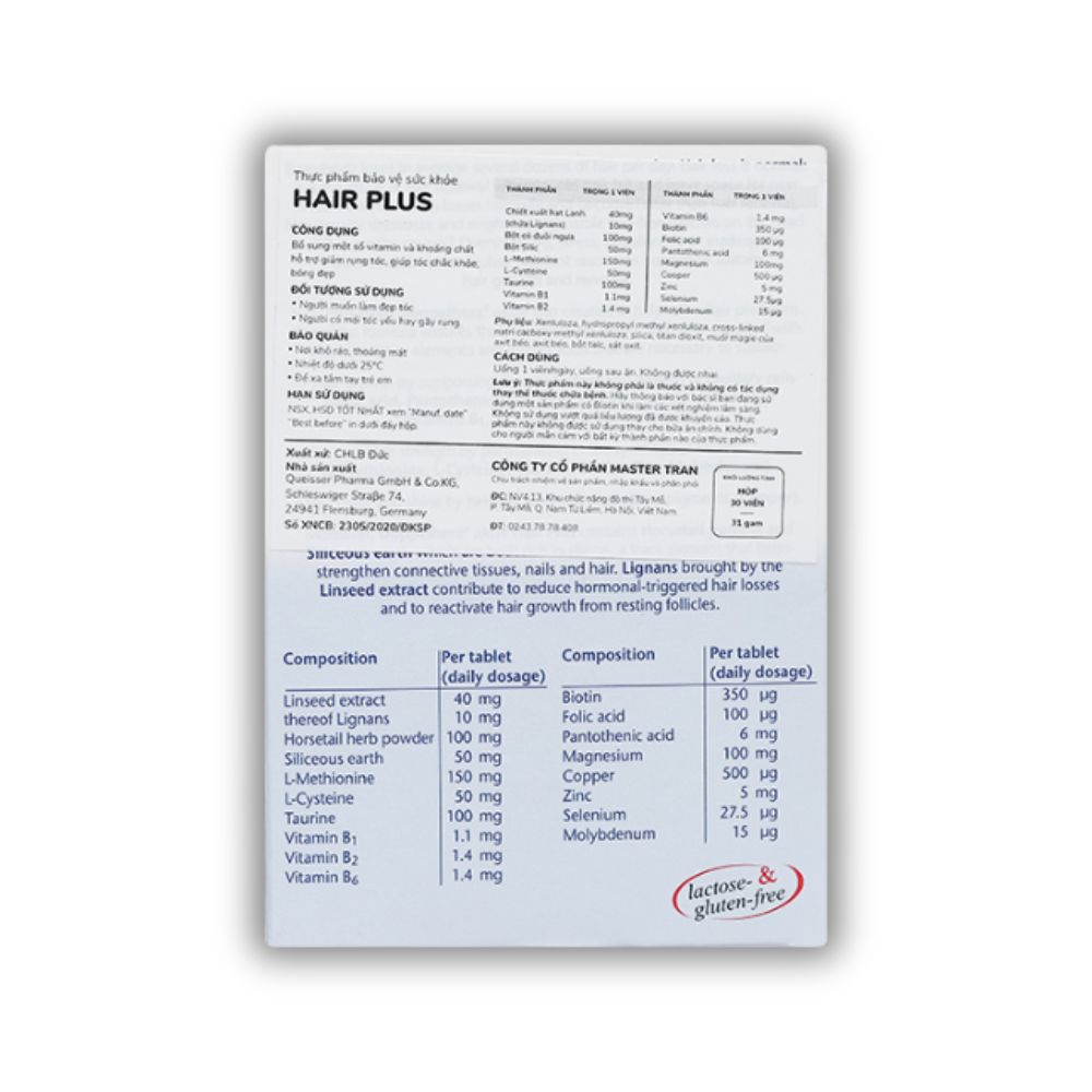 Viên Uống Hair Plus Doppelherz Hỗ Trợ Giảm Rụng Tóc, Giúp Tóc Chắc Khỏe (Hộp/30 Viên)