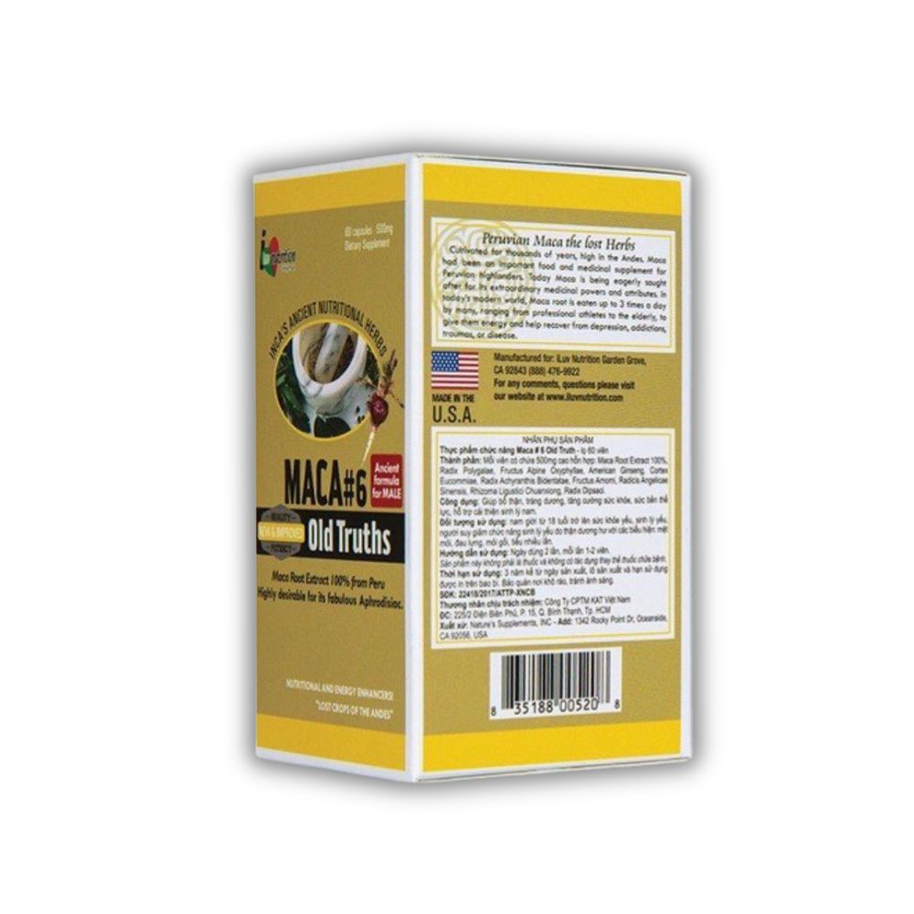 Viên Uống Maca #6 Old Truths Nature’s Supplement Hỗ Trợ Tăng Cường Sinh Lý Nam (Lọ 60 Viên)