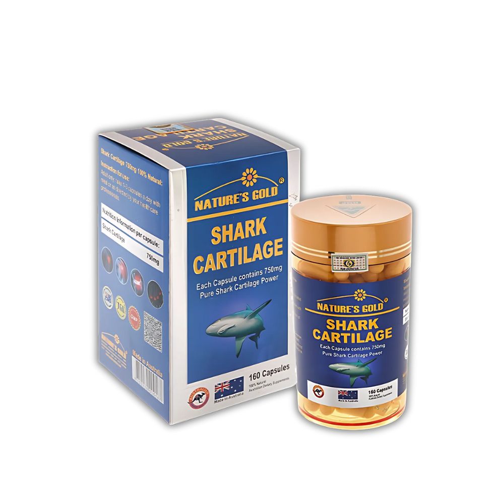 Viên Uống Shark Cartilage Nature's Gold Hỗ Trợ Chống Lão Hóa Xương Khớp (Hộp 160 Viên)