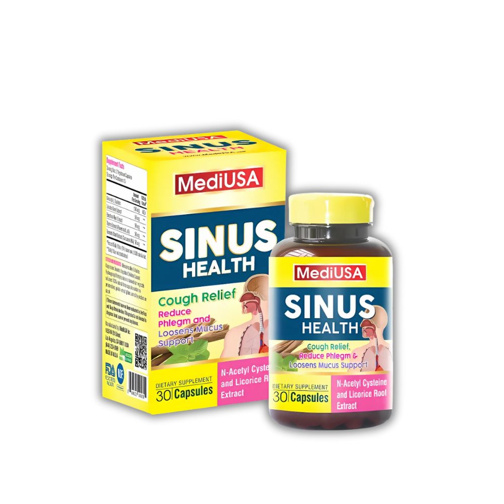 Viên Uống Sinus Health MediUSA Hỗ Trợ Ho, Khan Tiếng, Sổ Mũi (Hộp 60 Viên)