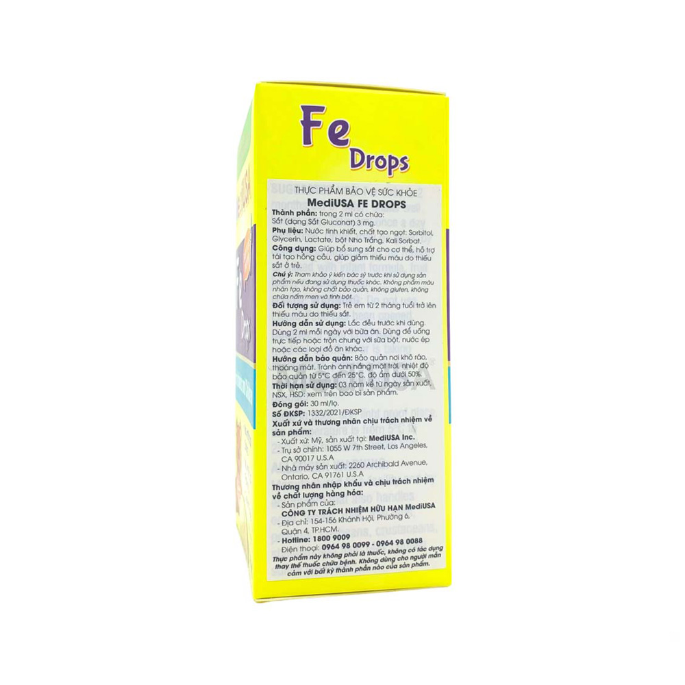 Siro Fe Drops Mediusa Bổ Sung Sắt Hữu Cơ (Chai 30ml)