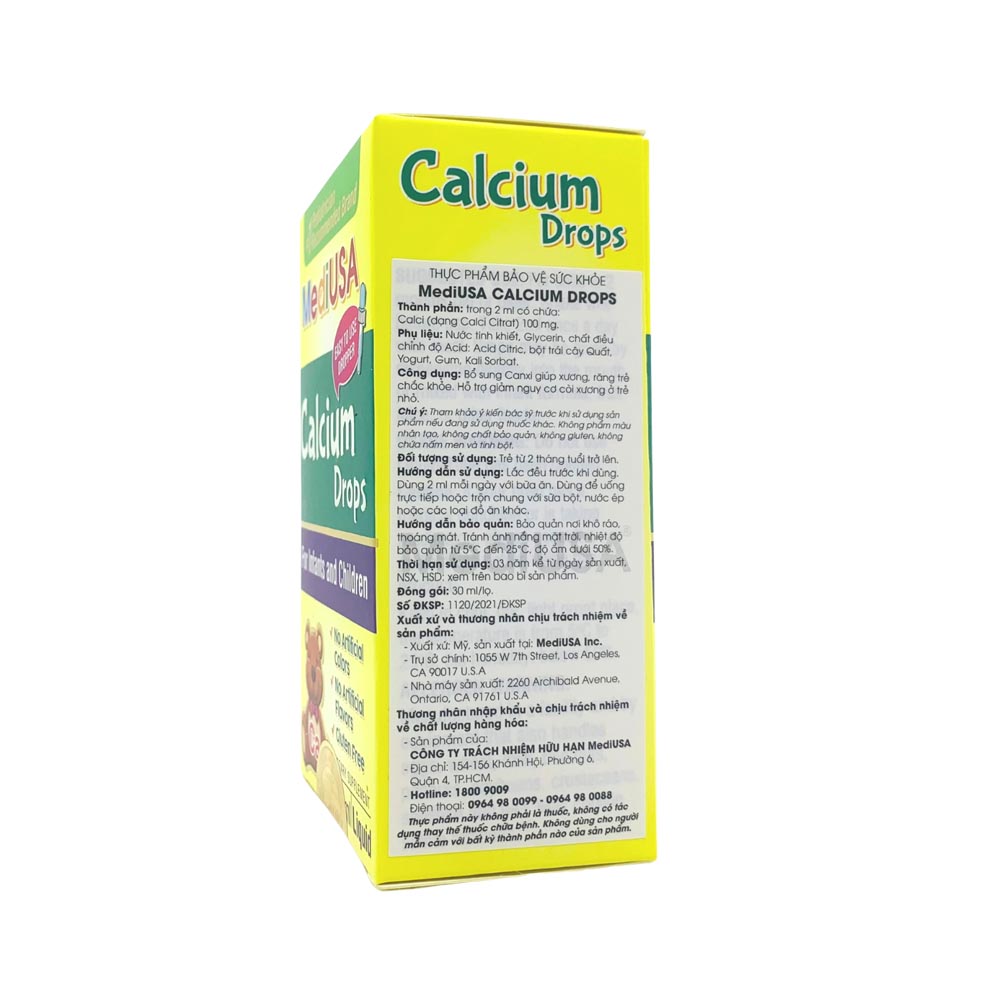 Siro Uống Calcium Drops Mediusa Bổ Sung Canxi (Chai 30ml)