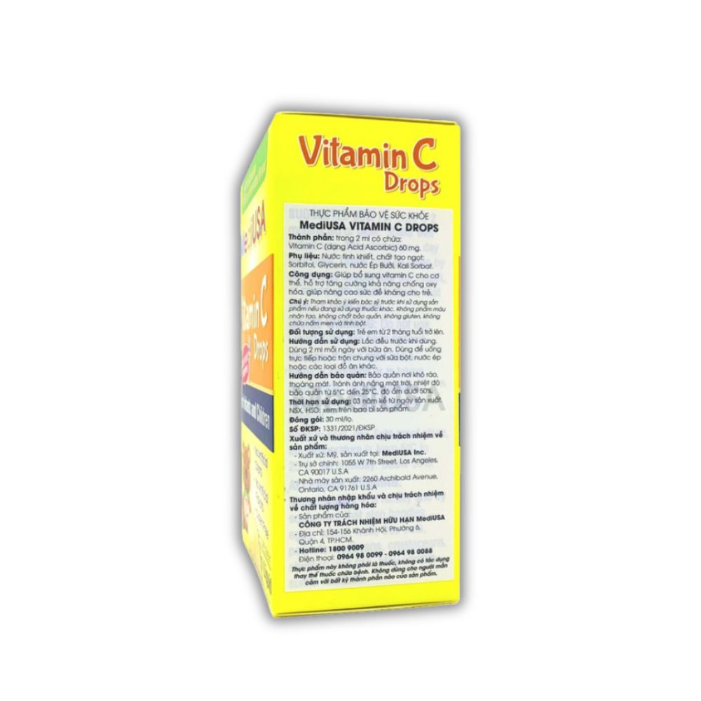 Siro Vitamin C Drops MediUSA Hỗ Trợ Bổ Sung Vitamin C (Chai 30 ml)