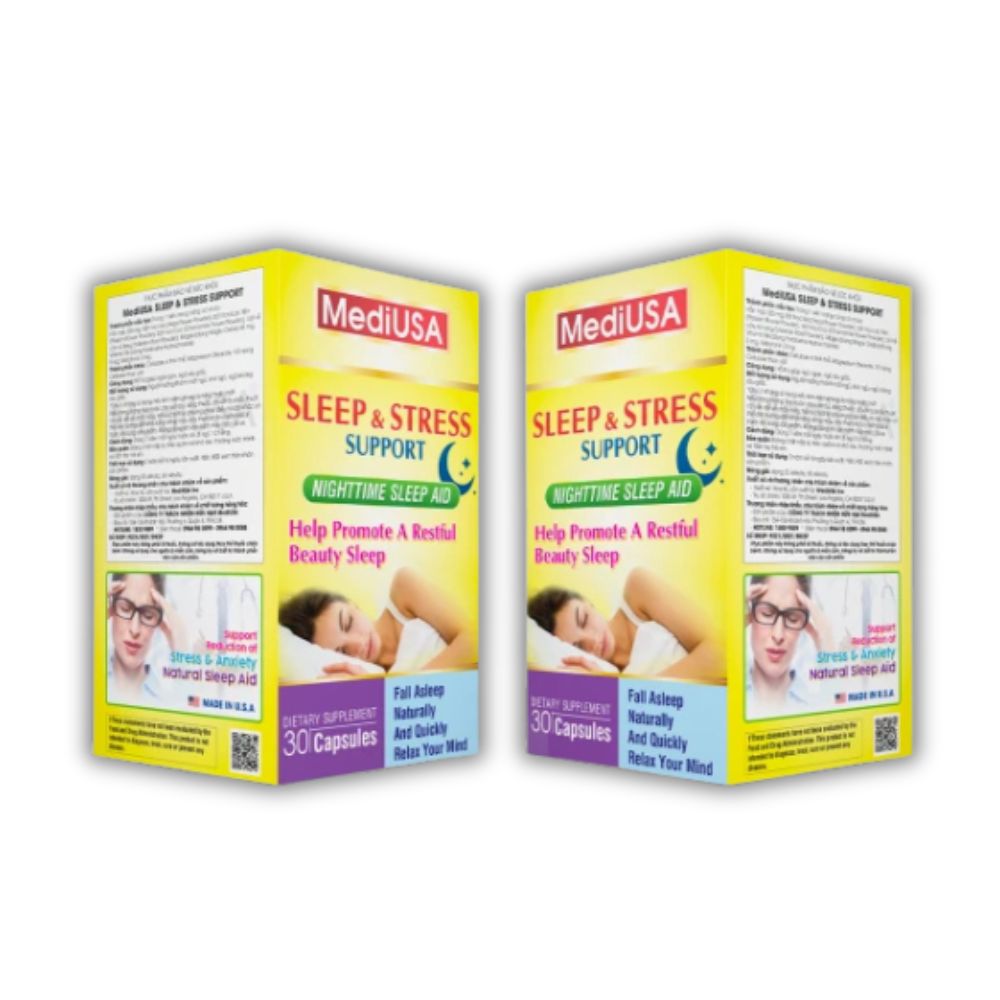 Viên Uống Sleep & Stress MediUSA Hỗ Trợ Ngủ Ngon, Giảm Căng Thẳng (Hộp 30 Viên)