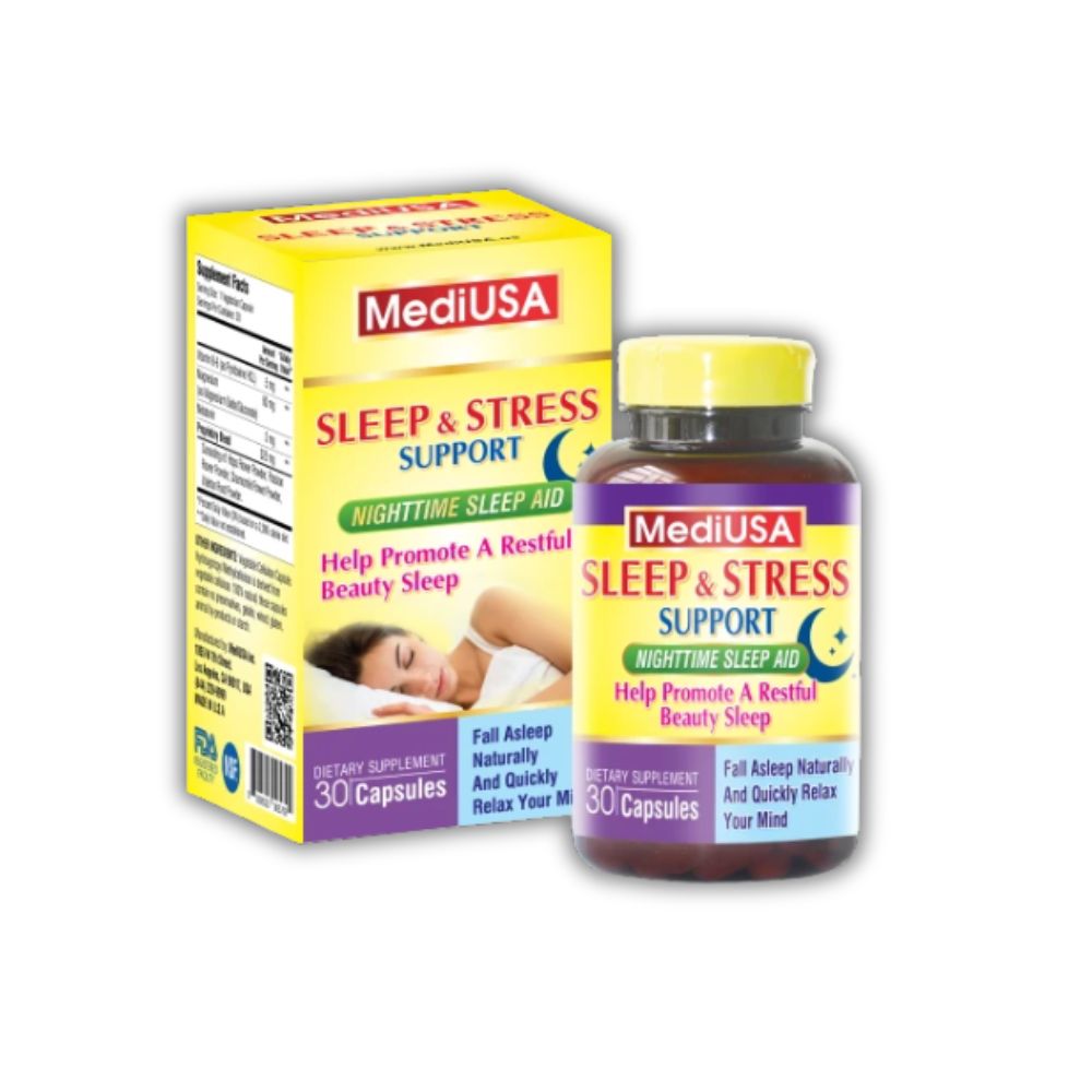 Viên Uống Sleep & Stress MediUSA Hỗ Trợ Ngủ Ngon, Giảm Căng Thẳng (Hộp 30 Viên)
