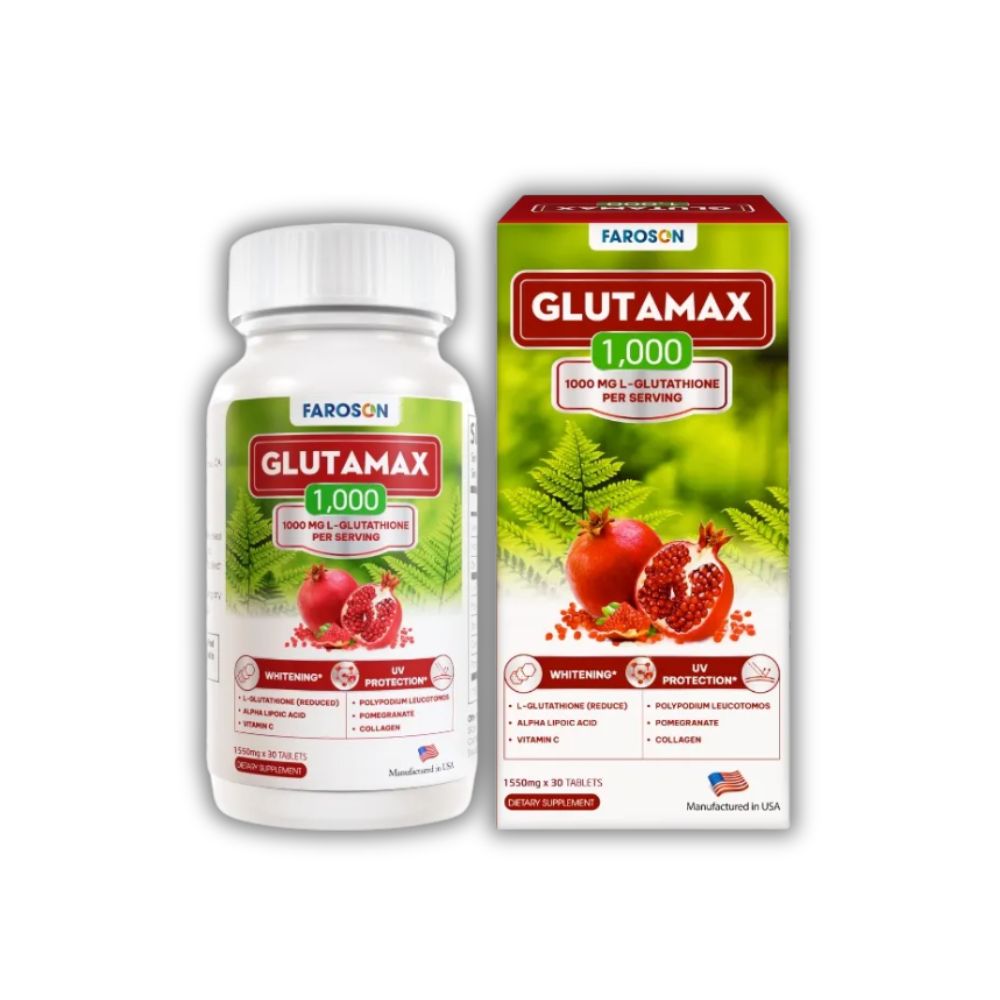 Viên Uống Farason Glutamax 1.000 Profa Hỗ Trợ Giảm Lão Hóa Da, Trắng Da, Giảm Nám (Hộp/30 Viên)