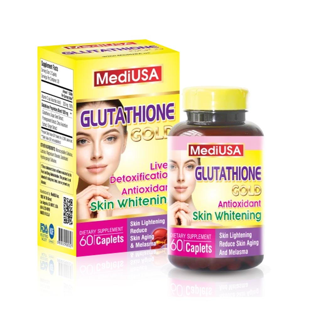 Viên Uống Glutathione Gold MediUSA Hỗ Trợ Trắng Da – Giảm Nám (Hộp 60 Viên)