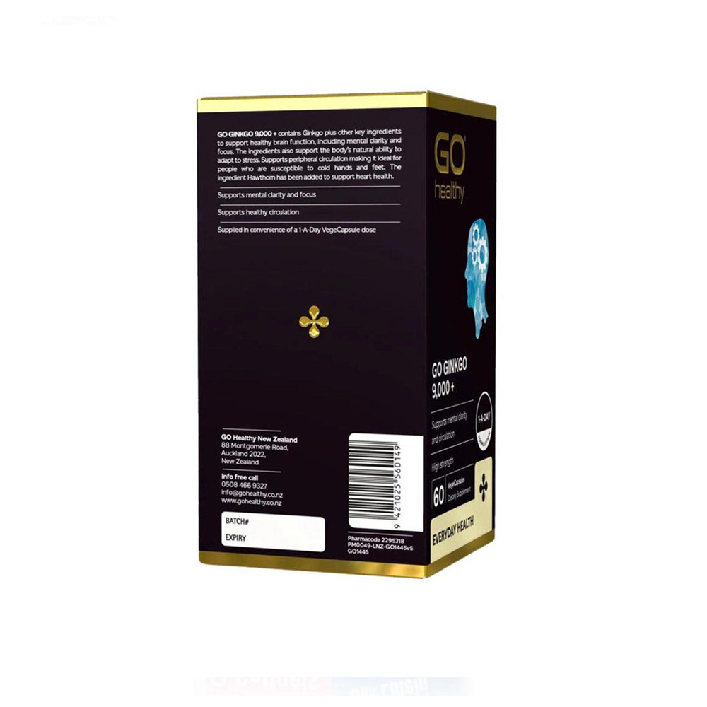 Viên Uống GO Ginkgo 9000+ Go Healthy Hỗ Trợ Tăng Cường Tuần Hoàn Não (Lọ 30 Viên)
