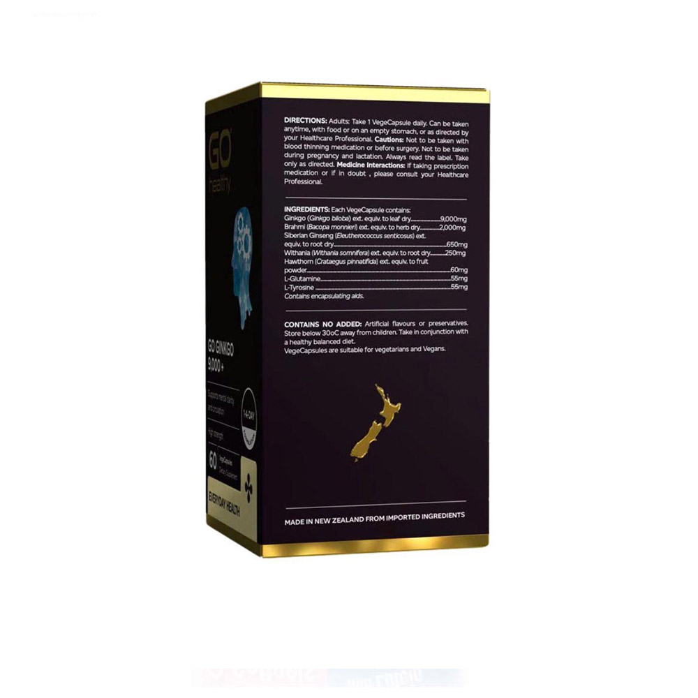 Viên Uống GO Ginkgo 9000+ Go Healthy Hỗ Trợ Tăng Cường Tuần Hoàn Não (Lọ 30 Viên)