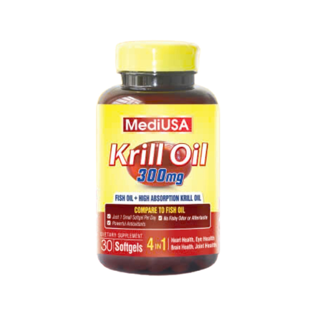 Viên Uống Krill Oil 300MG MediUSA Bổ Mắt, Bổ Não (Hộp 60 Viên)