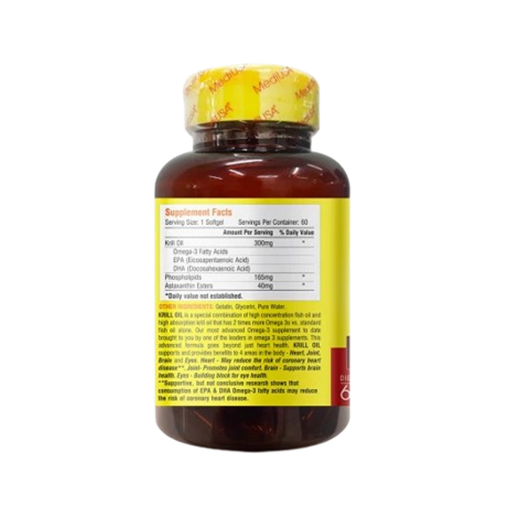 Viên Uống Krill Oil 300MG MediUSA Bổ Mắt, Bổ Não (Hộp 60 Viên)