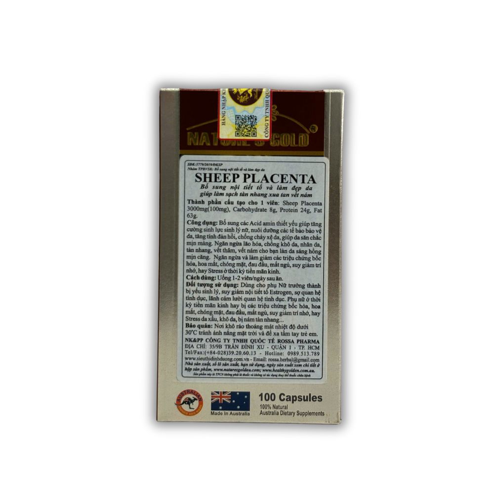Viên Uống Ros Sheep Placenta Nature’s Gold Hỗ Trợ Làm Đẹp (Lọ 100 Viên)